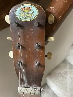 Vintage Late 30's Regal Acoustic appr 40 Guitar Rounded Neck Made in Chicago