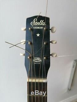 Vintage Stella Harmony Acoustic Parlor Guitar Made in USA