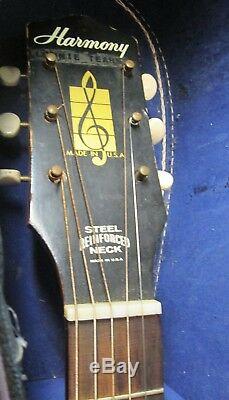 Guitare Acoustique Vintage Harmony H-162, Fabriquée Aux États-unis, Étui À Manche En Acier Acajou Années 60