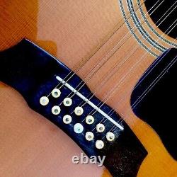 Guitare acoustique 12 cordes M. G. MORRIS MG 1000 avec incrustations de nacre, JAPON VINTAGE des années 1970