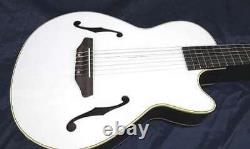 K. Yairi Kyf-ctm F-hall Electric Nylon Guitar Blanc Fabriqué Au Japon Avec Hc