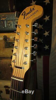 Original Vintage 1969 Fender Villager 12 Cordes Guitare Acoustique Naturelle USA Fabriqué