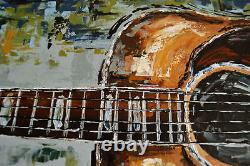 Peinture De Guitare Originale Sur Toile, Art De La Musique, Art De La Guitare Acoustique Made To Commande