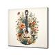 Peinture Aquarelle Sur Toile D'impression De Toile D'art Mural De Musique De Guitare Acoustique De Fleurs