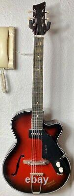 Rosetti Chanceux 7 Vintage Guitare Électrique Semi Acoustique. Rare Fabriqué En Hollande
