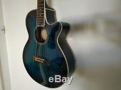 Takamine Fp391 MB Bleu Semi-acoustique Guitare Made In Japan, Excellent Etat