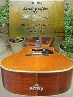 Vintage 1974 K. Yairi Yw-130 Guitare Acoustique Made Japan Mij Rosewood Martin D-28