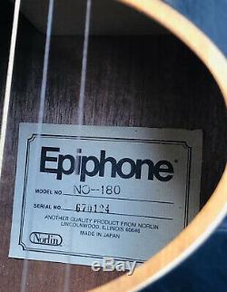 Vintage Epiphone No-180 Guitare Acoustique Naturelle Série # 670124 Fabriqué Au Japon