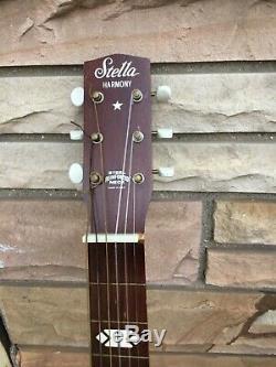 Vintage Harmony Stella Guitare Renforcé D'acier Neck Made In USA W / Cas