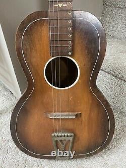 Vintage Late 30's Regal Acoustic Appr 40 Guitar Rounded Neck Made In Chicago